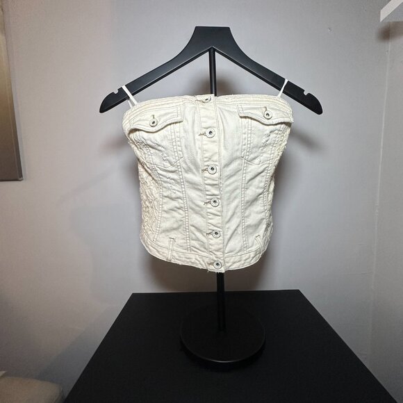 Guess Strapless Denim Corset Top – Size S - Picture 4 of 8